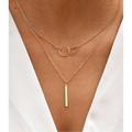 Anthropologie Jewelry | Anthropologie Minimalist Gold Layered Connecting Hoops And Bar Necklace | Color: Gold | Size: Os