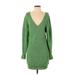 Free People Casual Dress - Sweater Dress: Green Marled Dresses - Women's Size Small