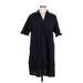 J.Jill Casual Dress - Shirtdress: Black Dresses - Women's Size Large