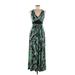 London Times Casual Dress - Maxi: Teal Paisley Dresses - Women's Size 8