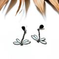 Free People Jewelry | Dragonfly Dangle Stud Earrings S448 | Color: Black/Blue | Size: Os