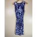 Ralph Lauren Dresses | Lauren Ralph Lauren 12 Midi Dress Floral Blue A-Line Blelted Fit & Flare Tank | Color: Blue | Size: 12