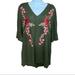 Anthropologie Dresses | Anthropologie Pleione Womens Size M Floral Embroidered Dress | Color: Green/Pink | Size: M