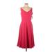 Eva Mendes by New York & Company Casual Dress - Fit & Flare: Pink Solid Dresses - New - Women's Size 12