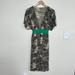 Anthropologie Dresses | Anthropologie Maple Textured 100% Silk Dress Kimono Style Small Tie Green Sash | Color: Black/Cream | Size: S