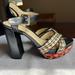 Nine West Shoes | Nine West Wicker Platform Heel, Black/Pink/Tan With Ankle Strap, Size 6.5 | Color: Black/Pink | Size: 6.5