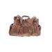 B Makowsky Leather Shoulder Bag: Brown Acid Wash Print Bags