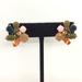 J. Crew Jewelry | J. Crew Flower Cluster Earrings Multi Color Rhinestones Gold Tone Pierced | Color: Green/Pink | Size: Os