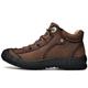 CCAFRET Mens gym shoes Outdoor Men's Boots Genuine Leather Casual Shoes Motorcycle Warm Winter Boots for Men Upscale Ankle Shoes High Quality (Color : Brown, Size : 6.5 UK)