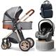 3 In 1Baby Stroller Seat Combo,Adjustable High View Prams, For Infant And Toddler Travel Carriage With Rain Cover Cooling Pad Sunshade Foot Cover,Baby Diaper Backpack, Easy One Hand Fold Stroller ( Co