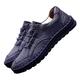 CCAFRET Men Shoes Men Leather Sneakers Brand Design Loafers Men Casual Shoes Genuine Leather Moccasin Boat Walking Shoe Flat Oxford Men Shoes (Color : Blue, Size : 6)