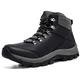 CCAFRET Mens Gym Shoes Men Hiking Shoes Winter Leather Outdoor Sneaker Men Ankle Boots Trekking Waterproof Mountaineer Climbing Sneakers (Color : Schwarz, Size : 8.5 UK)