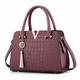 CCAFRET Ladies Handbags Fashion Women Handbags Tassel PU Leather Totes Bag Top-handle Embroidery Bag Shoulder Bag Lady Simple Style Crocodile pattern (Color : Burgundy, Size : 28x13x20cm)