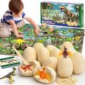 MOTREE Dinosaur Eggs Dig Kit Toys for Kids 5-7: Science STEM Toys for 3-5 Year Old Boys, Easter Birthday Gifts for Boys Age 4-6-8, 12 Dino Excavation Egg Toys with Playmat for Girls