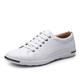 CCAFRET Men Shoes Men Casual Shoes Newest Brand Men Leather Flats Boat Shoes Spring Autumn Lace-Up Driving Moccasins Shoes (Color : White, Size : 7)