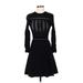 Zara Casual Dress - Sweater Dress: Black Grid Dresses - Women's Size Small