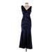 Xscape Cocktail Dress - Formal: Blue Dresses - Women's Size 6 Petite