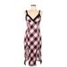Forever 21 Casual Dress - Slip dress: Burgundy Checkered/Gingham Dresses - Women's Size Medium