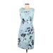 Calvin Klein Casual Dress - Sheath: Blue Floral Motif Dresses - Women's Size 8