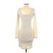 Jennifer Lopez Casual Dress - Sweater Dress: Ivory Marled Dresses - Women's Size X-Small