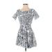 Poupette St. Barth Casual Dress: Blue Acid Wash Print Dresses - Women's Size X-Small