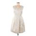 Cynthia Rowley TJX Cocktail Dress - Fit & Flare: Ivory Damask Dresses - Women's Size 6