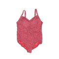 Lands' End One Piece Swimsuit: Red Brocade Swimwear - Women's Size 22