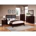 Wooden Bed with Black Faux Leather Headboard