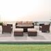 AOOLIMICS 6Pcs Outdoor Brown PE Wicker Furniture Wide Seat Conversation Sofa Set