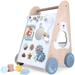 Wooden Baby Walker - Sit to Stand Learning Activity Walker for Boys and Girls, Easy to Grip Handle Push Walker