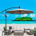 10 ft Outdoor Patio Umbrella Solar Powered LED Lighted Sun Shade Market Waterproof 8 Ribs Umbrella with Crank and Cross Base