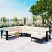 5-Piece U-shaped Outdoor Sofa Set, Modern Sectional Sofas Conversation Set, Aluminum Frame Poolside Garden Modular Couch