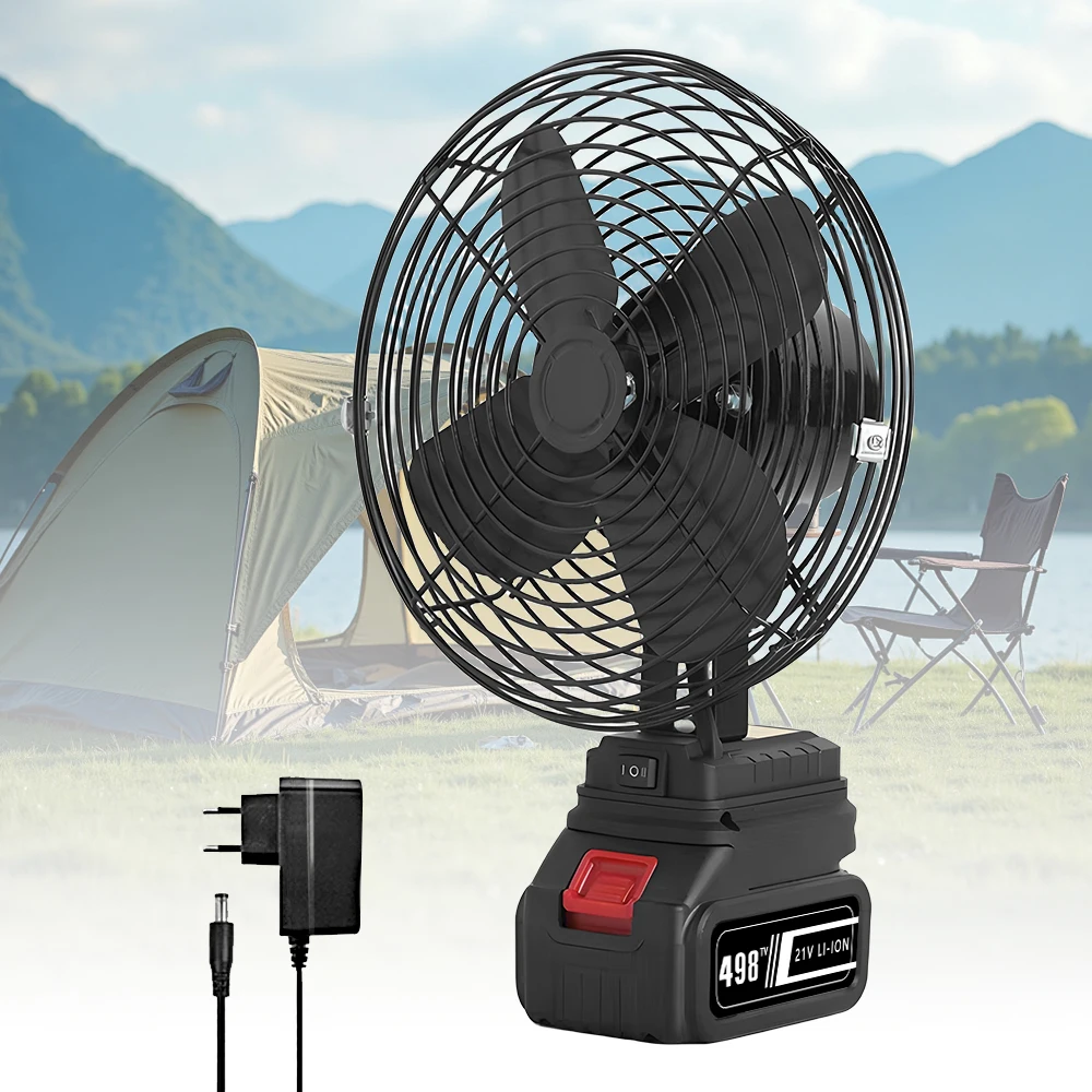 10000/20000 mAh Camping Fan 6 Zoll Wireless Outdoor Angeln Desktop Tragbare Metall Fan Starken Wind Fan Fit makita 20 V Batterie Image