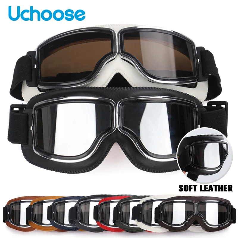 Wind dichte Motorrad helm brille Leder Sicherheits schutz Blends chutz Motocross Cross Country Steampunk Brille trendy Image