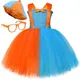 Baby Mädchen Englisch Cartoons verkleiden Kostüme für Kinder orange Skyblue Tutu Outfit mit Hut