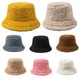 Chapeau en laine d'agneau à couleur unie peluche douce casquette pêcheur Vintage tendance en