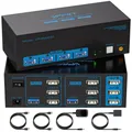 Commutateur KVM HDMI 8K 60Hz 2 PC 3 moniteurs USB 3.0 3 ports avec 4 ports USB 2 ports qui