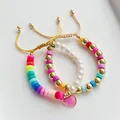KKBEAD-Bracelet à breloques coeur pour filles plage d'été Boho bracelets de perles d'eau douce