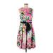 Eliza J Casual Dress - Fit & Flare: Pink Floral Dresses - Women's Size 8