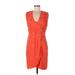 Tibi Casual Dress - Wrap Plunge Sleeveless: Orange Jacquard Dresses - New - Women's Size 10