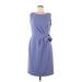 Anne Klein Casual Dress - Midi: Blue Solid Dresses - Women's Size 8