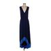 Boston Proper Casual Dress - Midi: Blue Color Block Dresses - Women's Size Small