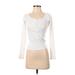 H&M Long Sleeve Henley Shirt: White Tops - Women's Size X-Small