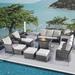 Brafab 9 Piece Rattan Sofa Seating Group Synthetic Wicker/All - Weather Wicker/Metal/Wicker/Rattan in Gray | 38.8 H x 70.8 W x 29.9 D in | Outdoor Furniture | Wayfair