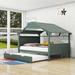 Latitude Run® Erel Full House Bed w/ Twin Trundle & Shelf Wood in Green | 61 H x 56 W x 78 D in | Wayfair 87CADFFB5609426CB82A7CABA37E8971