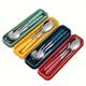 3-in-1 Stainless Steel Camping Utensils Set With Reusable Plastic Cover, Portable Spoon Fork Chopsticks Set For Camping And Pinic