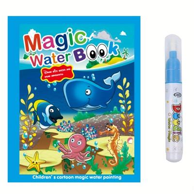 Children's Magic Water Book With Pen (random Color), Children's Educational Magic Water Painting Book, Resuable Graffiti Filling Book, Early Education Toys For Kids, Kindergarten Gift