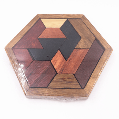Bright Hexagonal Wooden Geometric Jigsaw Puzzles - Montessori Educational Toys For Kids