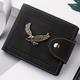 Fashion Eagle Wallet For Men, Zipper Snap Coin Credit Card Bag, Frosted Pu Leather Clip For Men