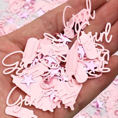 100pcs, Baby Party Pink Bottle Confetti, Baby Shower Gender Reveal Decor Supplies, Table Decor Confetti, Party Decor Supplies